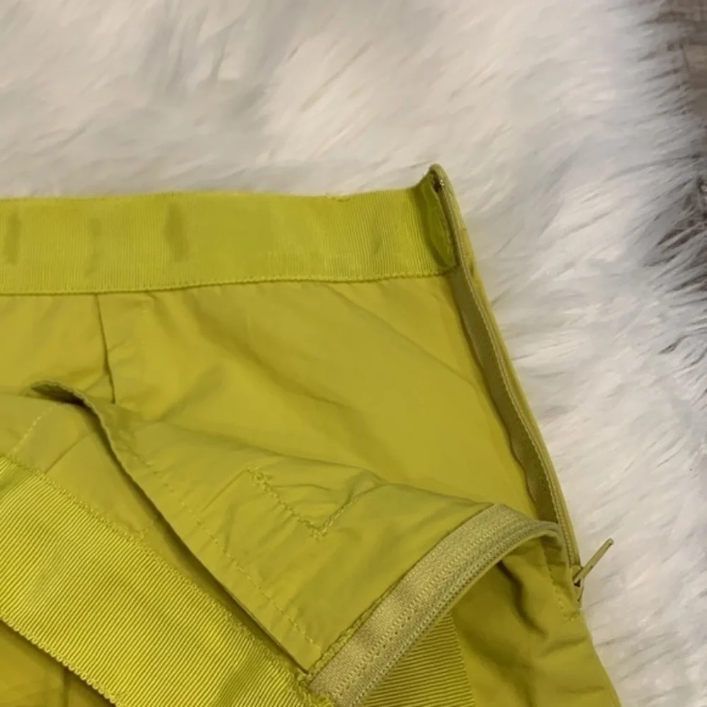 J. Crew pleated A-line side zip skirt chartreuse cotton poplin 6